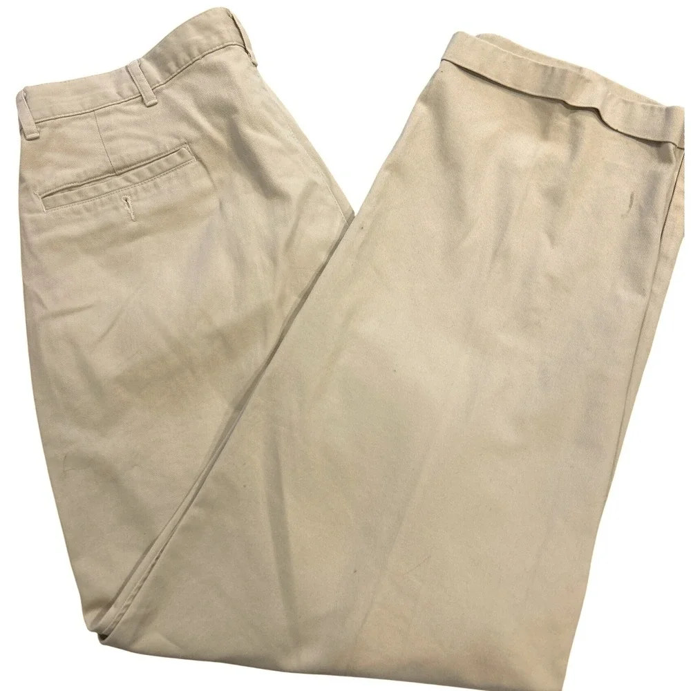 Polo Ralph Lauren Men 34x29 Pleated Chino Pants Khaki 100% Cotton‎